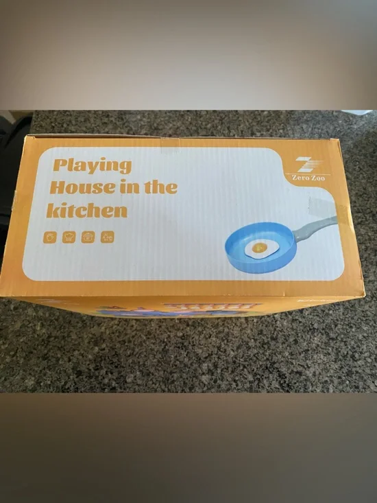 Amazon Blue Play Kitchen Set with Multicolor Food Accessories - Picture 2 of 4